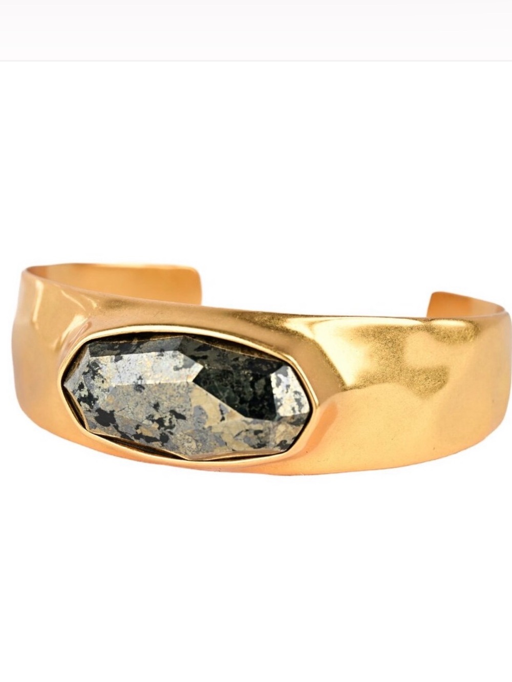 NWOT Kendra Scott Anna 14K Gold-plated Cuff Bracelet, Black Pyrite
